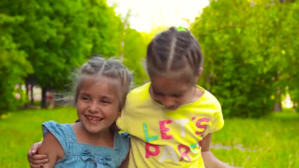 Adorable little girls laughting — Stock Video