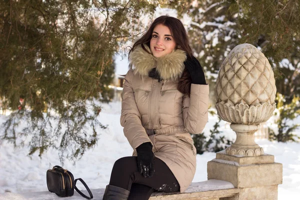 Erstaunlich süße Frau im Winter Spaß haben — Stockfoto