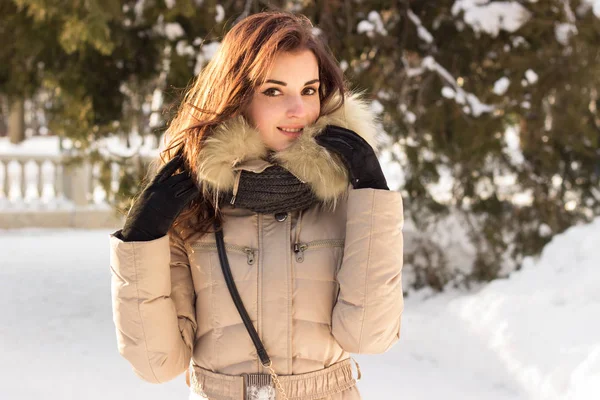 Kadın ve kış portresi. Eğleniyor