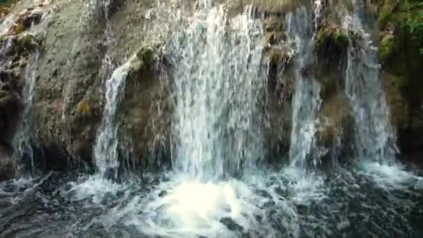 Pequena cachoeira na selva em câmera lenta — Vídeo de Stock