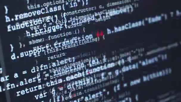 Código fonte movendo-se sobre a tela — Vídeo de Stock