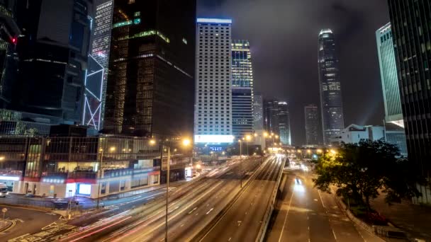 Проміжок часу вулиці трафіку в Гонконгу — стокове відео