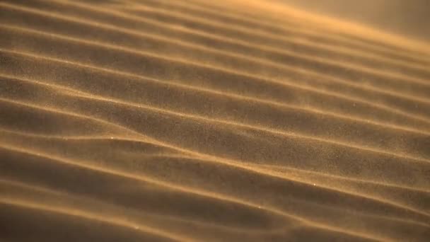 Slow-motion shot van zandduinen van de woestijn rimpelingen in de wind — Stockvideo