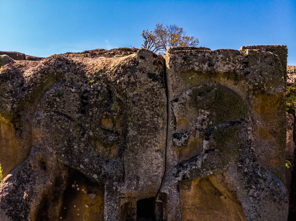 Drone Vista Das Rochas Antigas Período Frígio Mesmo Que Capadócia — Fotografia de Stock