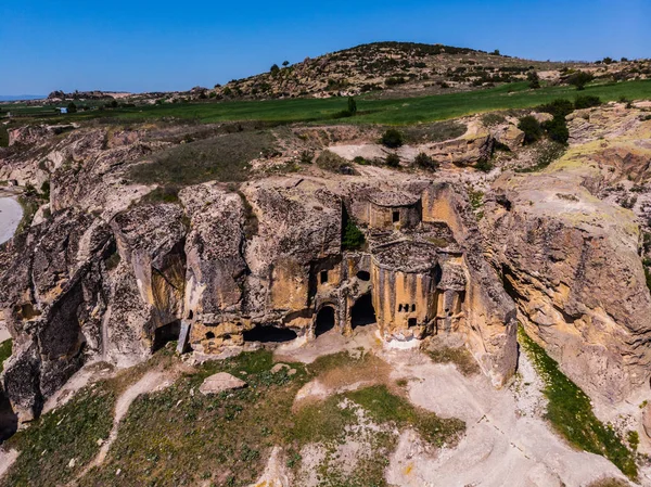 Drone View Church Phrygian Valley Located Two Turkish Cities Afyon — Stock Photo, Image