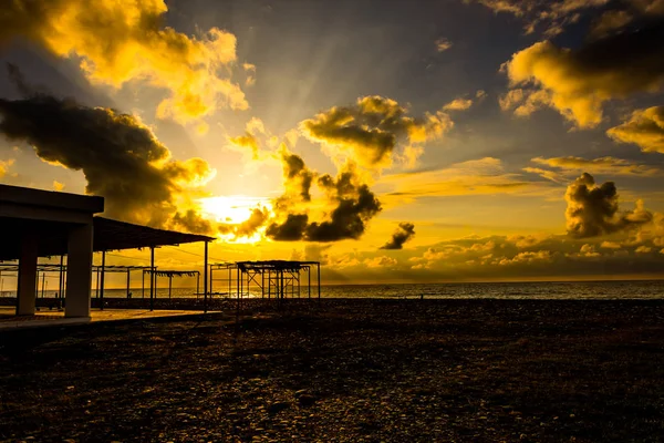 Vackra Solnedgången Över Svarta Havet Ser Från Stranden Batumi Georgien — Stockfoto