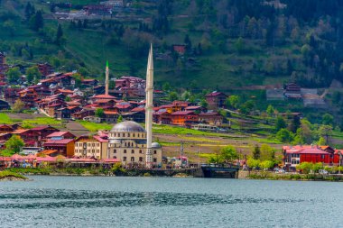 Türkiye 'de Trabzon 'da Uzungöl 'in güzel manzarası