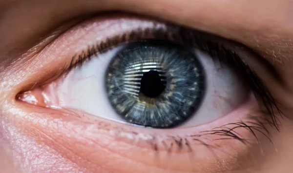 Herhangi bir makyaj olmadan erkek mavi gözde yansıması