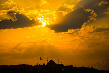 Istanbul güzel cityscape akşam günbatımı zamanı sırasında
