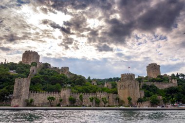 The famous Rumeli castle on the hill in city of Istanbul in Turkey clipart