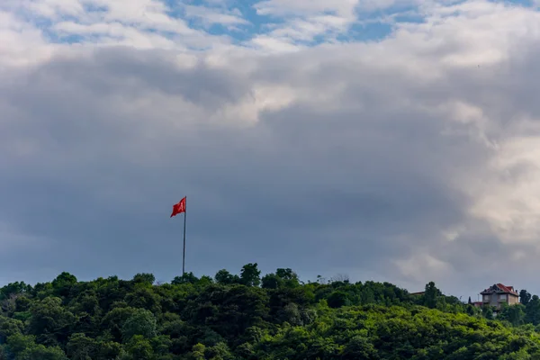 Bandiera Turca Che Sovrasta Gli Alberi Del Parco Istanbul — Foto Stock