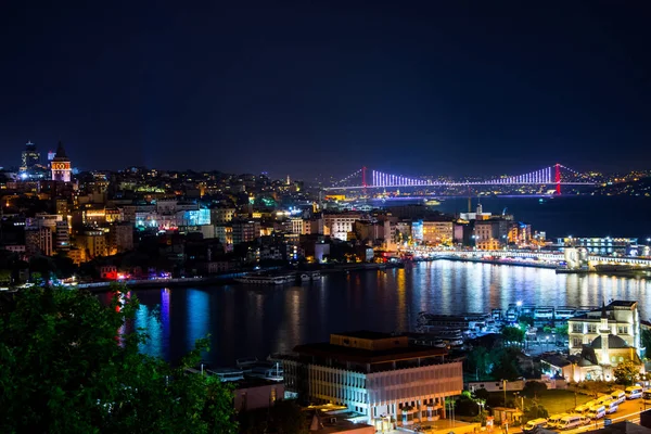 Hermosa Vista Ciudad Estambul Durante Noche —  Fotos de Stock