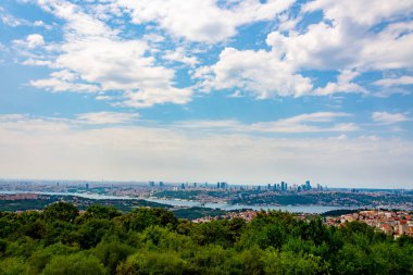 İstanbul'a en iyi bakış açısı olan Çamlıca Tepesi'nden Istanbul şehri için harika görünümü