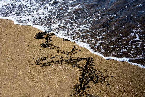 Romantische Kunst Het Zand Het Strand Van Zwarte Zee Turkije — Stockfoto