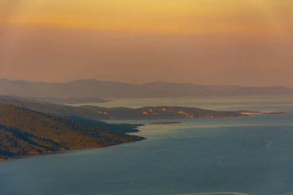Západ Slunce Nad Egejským Mořem Městě Bodrum Turecko — Stock fotografie