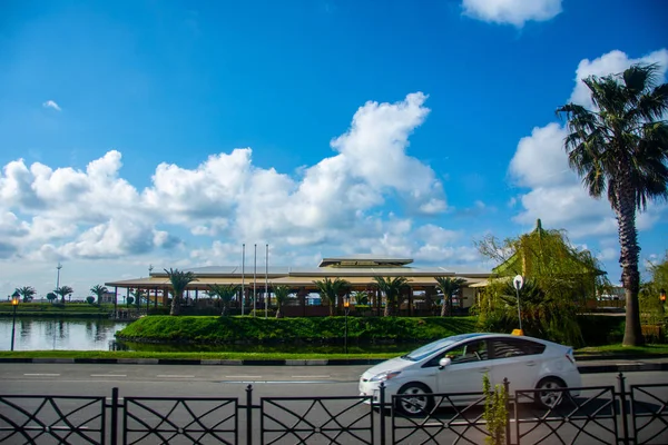 在巴统市的道路旁的美丽花园的美丽景色 — 图库照片