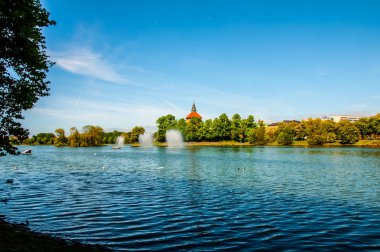 Şehirde Pildammsparken gölün güzel manzara o