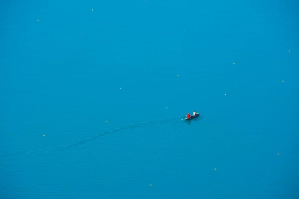 Two mans kayaking on the lake Bled — Stock Photo, Image