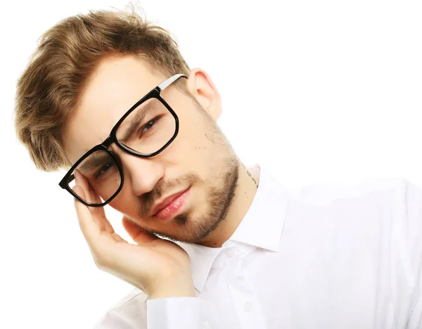 Zakenman benadrukt druk hoofdpijn zorgen — Stockfoto