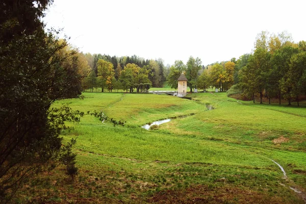 Vacker höstpark. Höstträd och löv. Höstlandskap. — Stockfoto