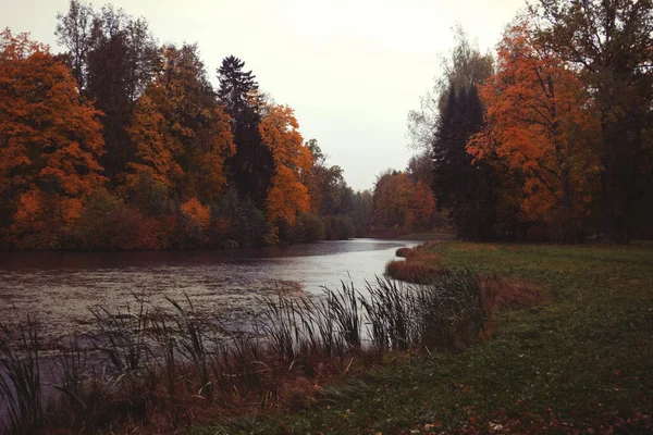 Озеро в осеннем парке. Осенняя красота. — стоковое фото