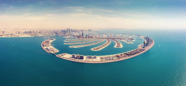Flygbild Palm Jumeirah Island Dubai Uae Sommardag Royaltyfria Stockbilder