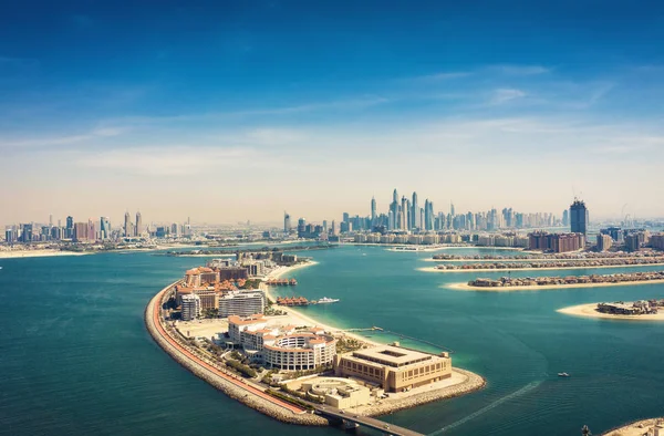 Widok Lotu Ptaka Wyspę Palmową Jumeirah Dubaju Zea Letni Dzień Zdjęcia Stockowe bez tantiem