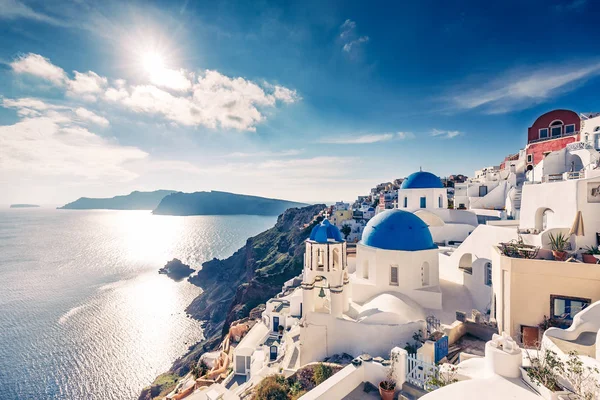 Churches Oia Santorini Island Greece Sunny Day — Stock Photo, Image