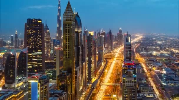 Widok Lotu Ptaka Autostradach Wieżowce Dubaju Zjednoczone Emiraty Arabskie — Wideo stockowe