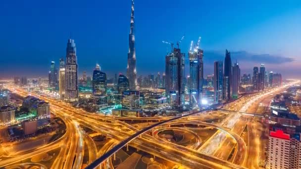 Vista Aerea Sul Centro Dubai Emirati Arabi Uniti Con Autostrade — Video Stock