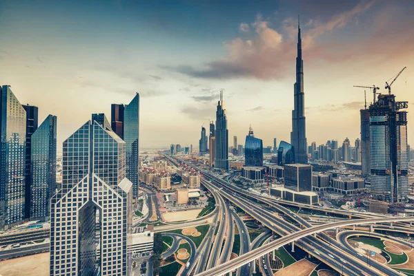 Вид Повітря Над Великою Транспортною Розв Язкою Хмарочосами Дубаї Оае — стокове фото