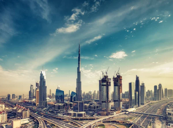 Erhöhte Ansicht Der Innenstadt Von Dubai Architektur Bei Tag Mit — Stockfoto