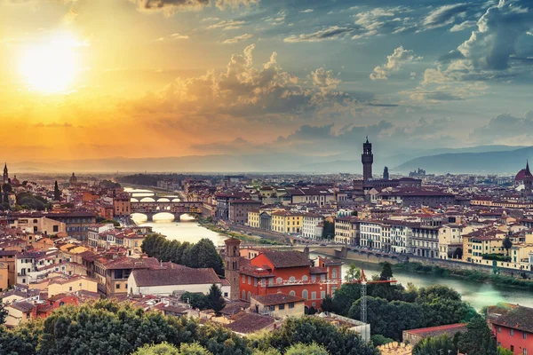 Vacker Solnedgång Över Florens Italien Natursköna Rese Bakgrund — Stockfoto