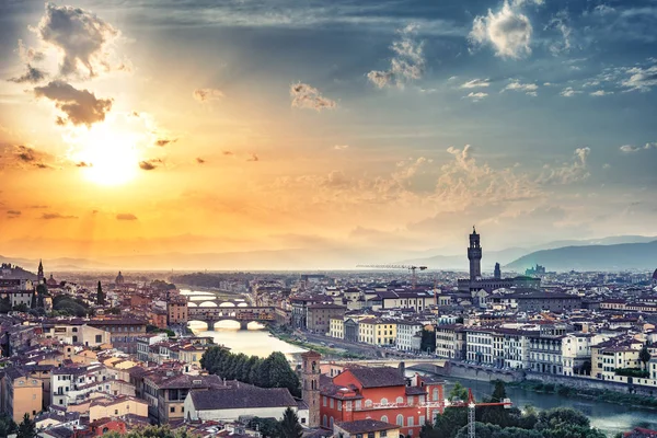 Belo Pôr Sol Sobre Florença Itália Fundo Viagem Cênica — Fotografia de Stock