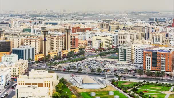Dubai Uae Februar 2017 Erhöhter Blick Auf Den Distrikt Deira — Stockvideo