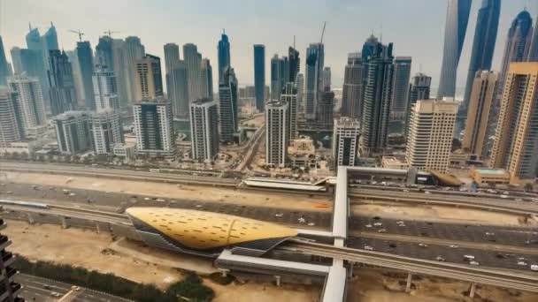 Spektakulära Dagtid Skyline Marina Distriktet Dubai Uae Naturskön Upphöjd Utsikt — Stockvideo