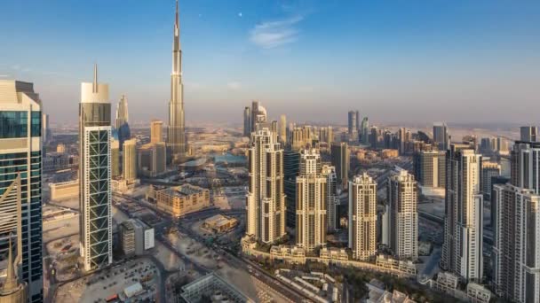 Spektakulära Dagtid Skyline Downtown Dubai Uae Tidsfördröjning — Stockvideo