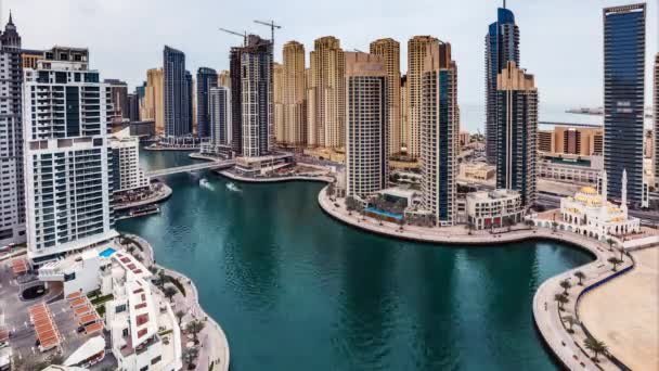 Skyline Cênico Dubai Marina Dia Noite Período Transição — Vídeo de Stock