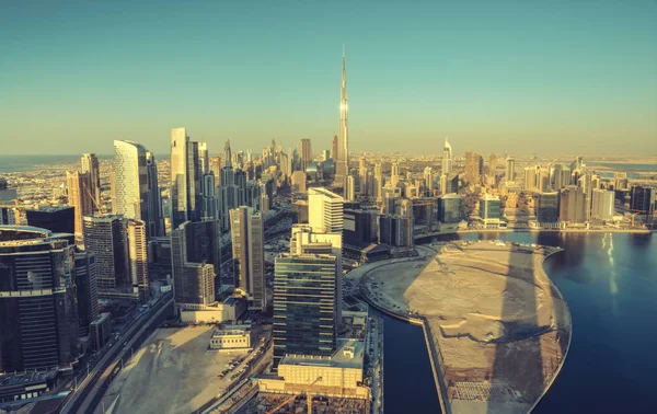 Malerische Luftaufnahme Von Dubais Berühmter Moderner Architektur Traumhaftes Stadtbild Mit — Stockfoto