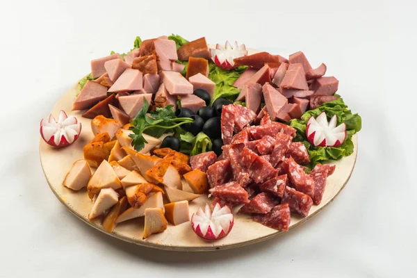 plaka kurulu et ve peynir ile. İtalyan tarzı ziyafet.