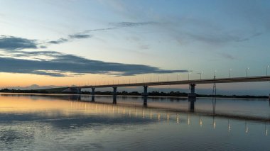 Rusya köprüde Big Ussuri Island yakınındaki Habarovsk, Rusya Federasyonu