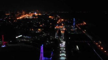 Habarovsk, Rusya - 16 Aralık 2018: dolgu Amur Nehri. üstten görünüm çok kaldırıldı. Khabarovsk, Uzak Doğu, Rusya Federasyonu.