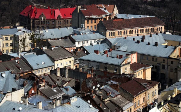 Different types of rooftops represent different historical times and show current uncared state