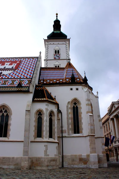 Vista Igreja São Marcos Zagreb — Fotografia de Stock