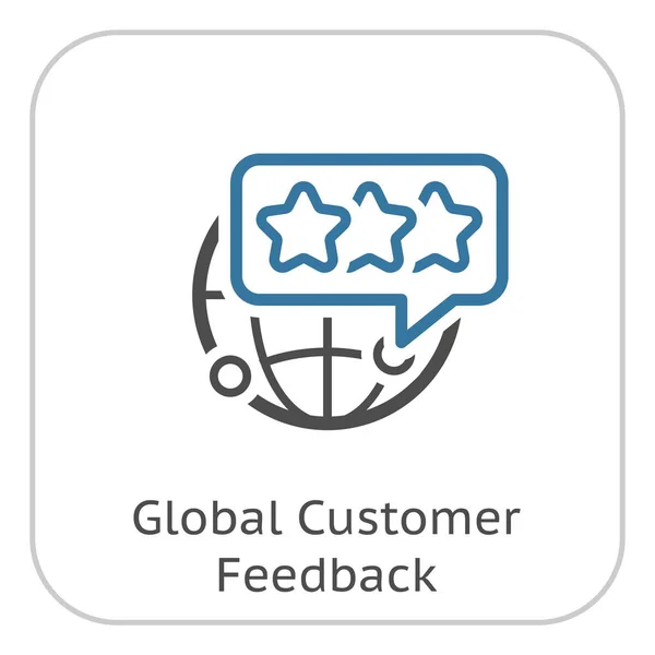 Global Customer Feedback Line Icon. — Stock Vector