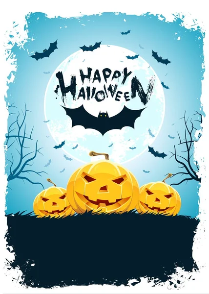 Halloween achtergrond met Bat en pompoen — Stockvector