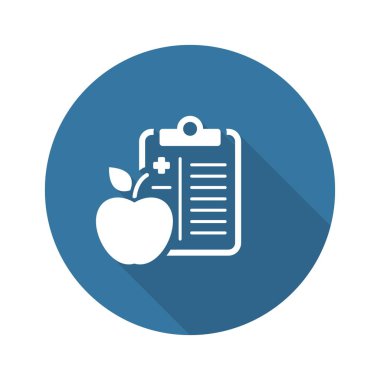 Sağlık Diyet düz simgesi tasarım. Diyet planı. Pano Apple ile. Sağlık Hizmetleri