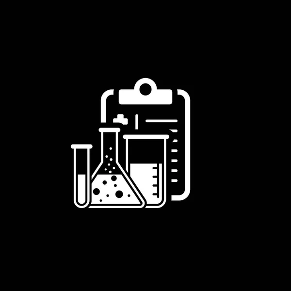 Análise Laboratório Flat Icon Design Clipboard Com Flask Serviços Médicos — Vetor de Stock