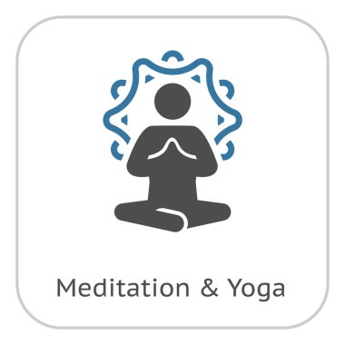 Yoga meditasyon kutsal kişilerin resmi. Düz tasarım Yoga arkada Mandala süsleme ile poz veriyor. İzole illüstrasyon.