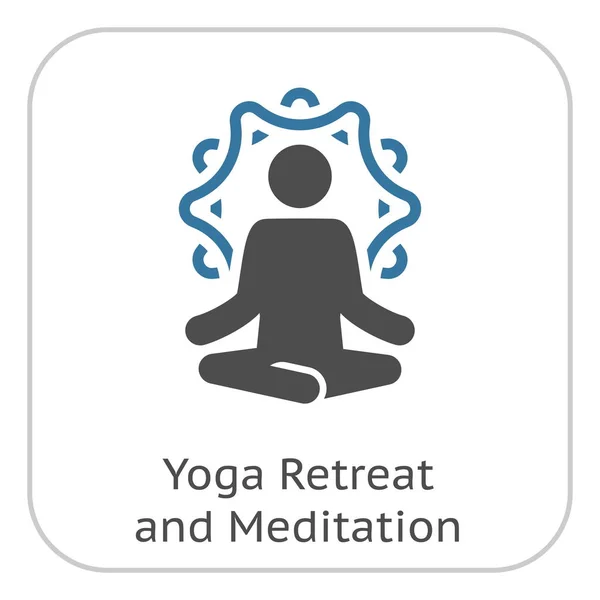 Retiro Yoga Meditación Icono Poses Yoga Diseño Plano Con Adorno — Archivo Imágenes Vectoriales